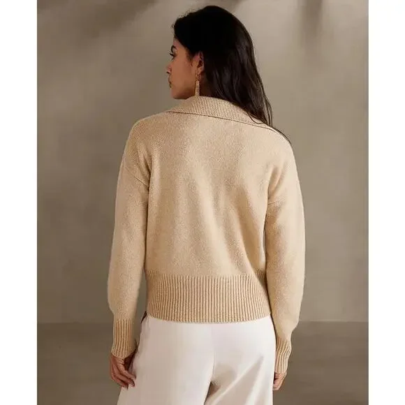 BANANA REPUBLIC Women's Luna Cashmere Sweater Size XS In Sandstorm - Picture 5 of 9